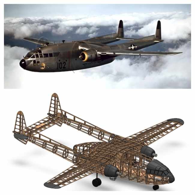 Fairchild C-119 Flying Boxcar 2670 mm Lasercut Baukasten