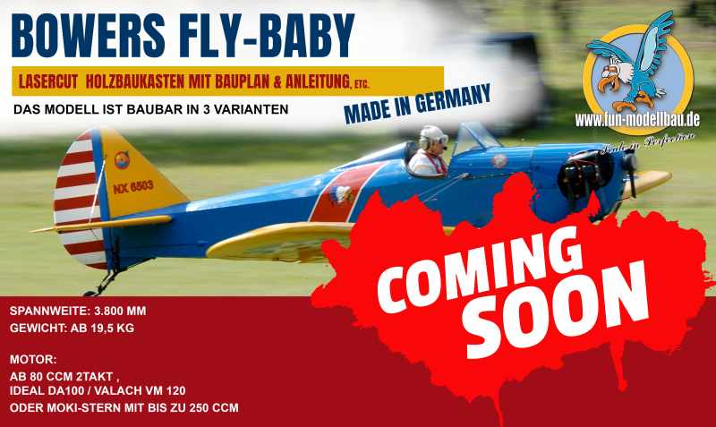 BOWERS FLY-BABY 3800 mm Holz-Bausatz cnc lasercut