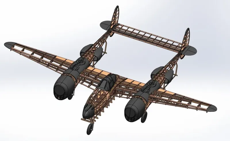 Lockheed P-38 Lightning 2265mm Lasercut Baukasten