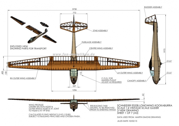 Schneider ES52b Longwing Kookaburra 1/4, 3730 mm