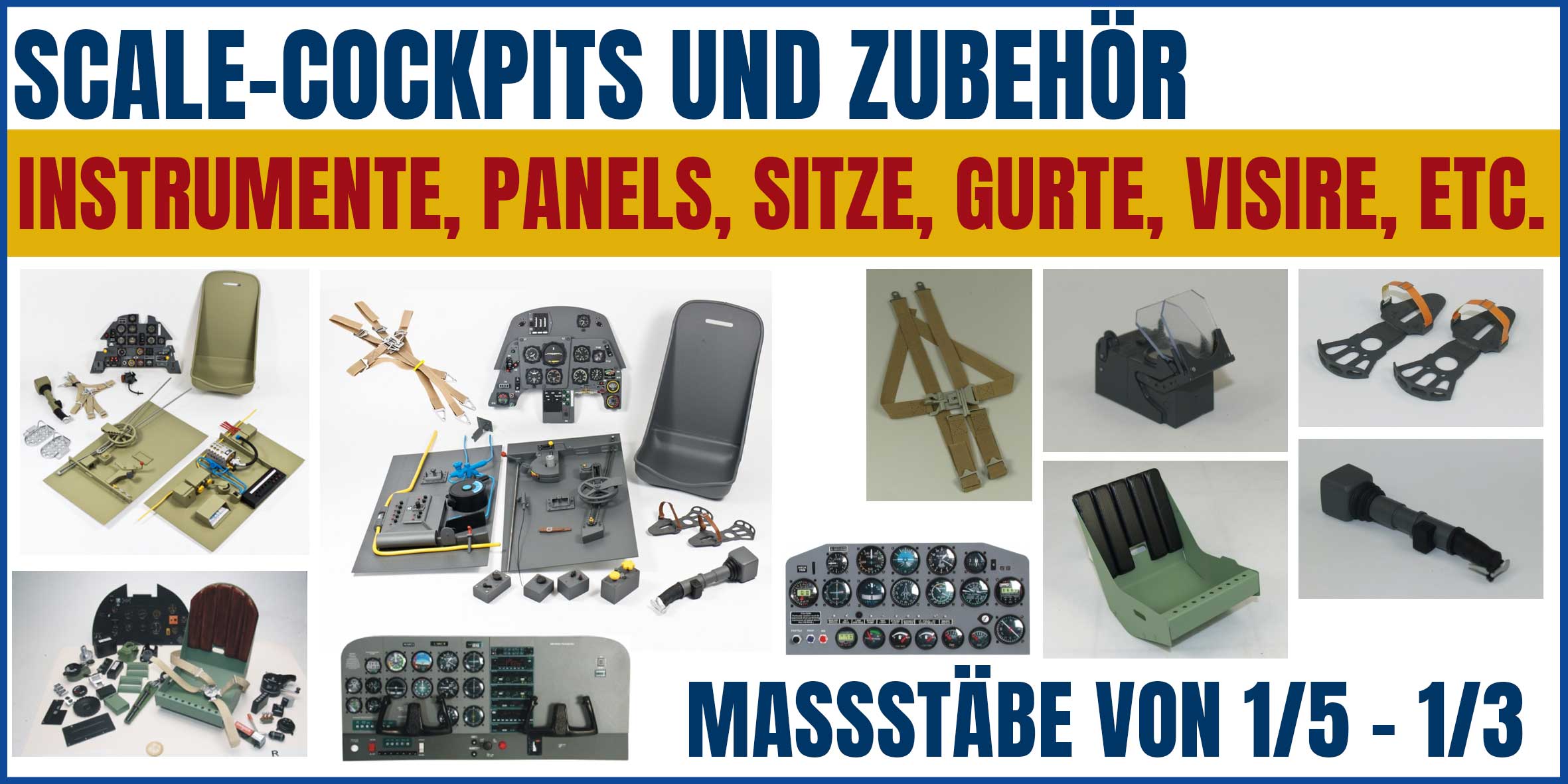 Scale-Cockpits, Instrumente und Zubehör für Modellflugzeuge