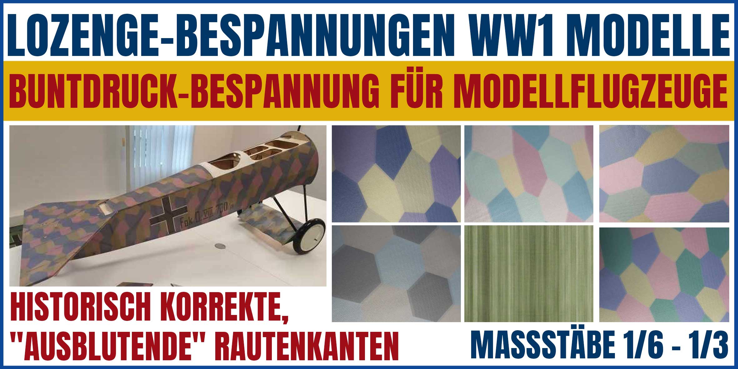 Lozenge-Bespannung für WW1 Modellflugzeuge